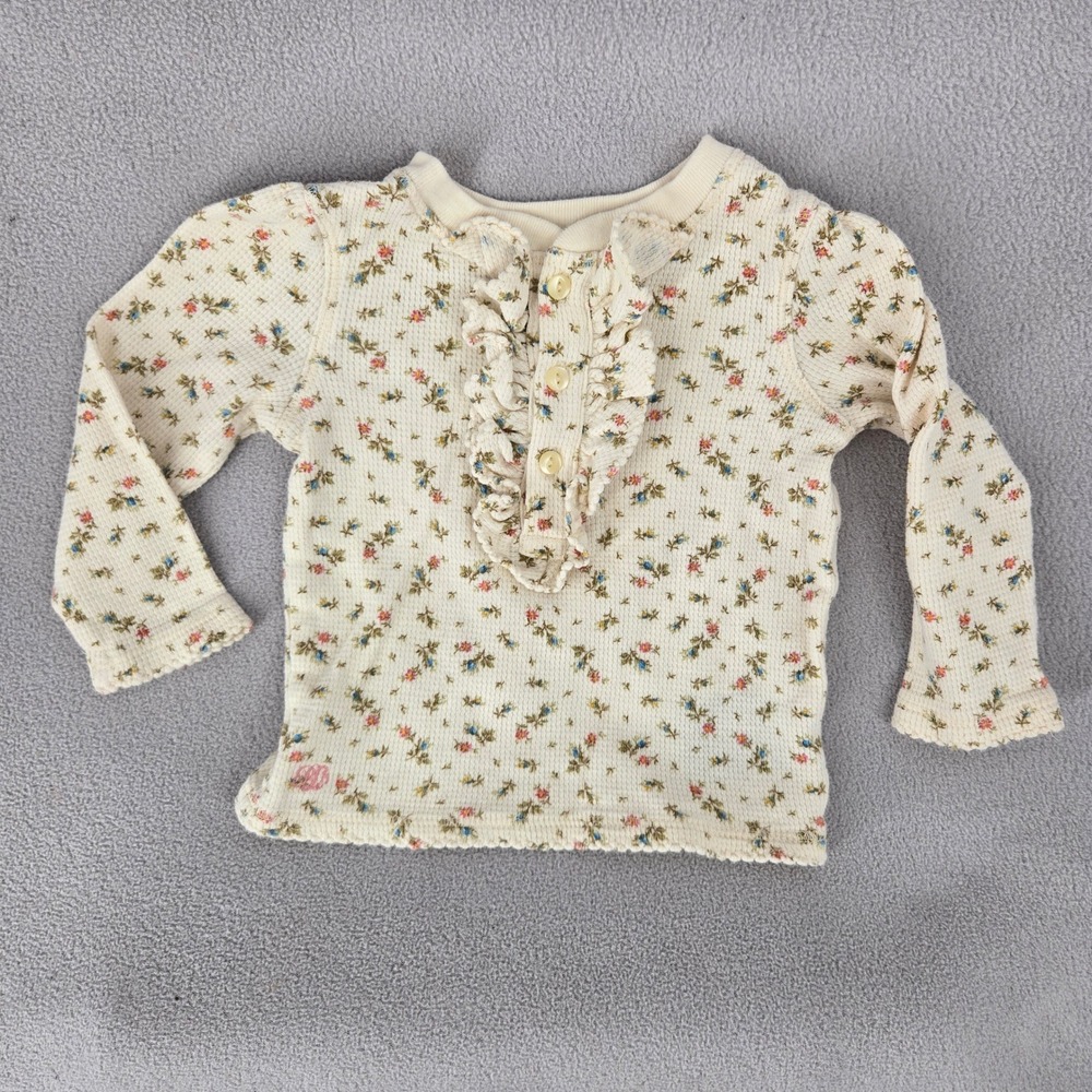 Ralph Lauren Baby 9M Floral Waffle Knit Ruffle Top Cottagecore
